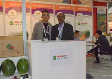 Mr Richard Ng (left) and Mr M. Kaliyannan (right) from Melon Master Sdn.Bhd. The company supplies watermelons from Malaysia.